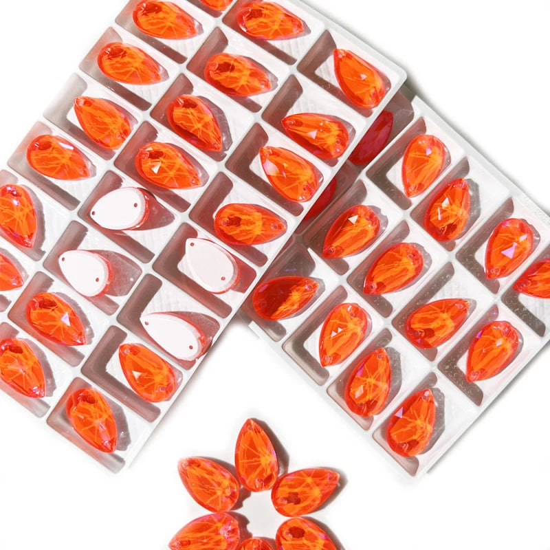 K9 Top Quality Neon Sew-on Crystal Rhinestones Florescent pink  Neon Orange Sew on Rhinestone for Dress