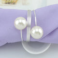 Wholesale Party Wedding Tabletop Mouth Cloth Decoration Metal Alloy White Pearl Napkin Buckle Ring