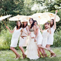 Wholesale Bridal Wedding Manual Straight Umbrella White Fabric Mini Parasols for Wedding Guest Use Handmade Eco-Friendly