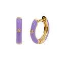 925 Silver Tremella Needle Copper Enamel Hoop Earrings Gold Plated Zircon Stone Trendy for Anniversary Party Gift