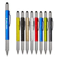6-in-1 Multifunctional Plastic and Metal Tool Pen Ballpoint Screwdriver Caliper Level Ruler Capacitive Touch Pen