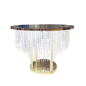 OUGE New Gold Round Wrought Iron Crystal Cake Table (D60/D80cm) for Wedding Party Decorations