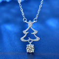 XMZ010 Christmas Tree Engagement Fine Jewelry 925 Sterling Silver 5mm 0.5 Carat D Color Moissanite Diamond Necklace for Women