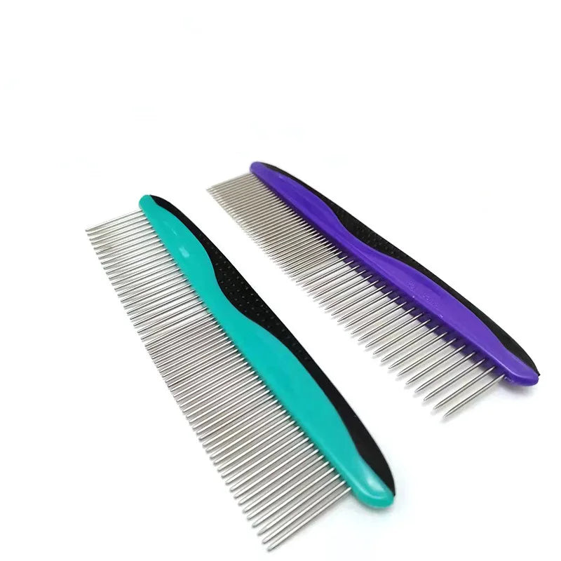 Pet Cleaning Supplies - Pet Comb Plastic Handle Detangling Comb Steel Pin Straight Comb Flea Comb