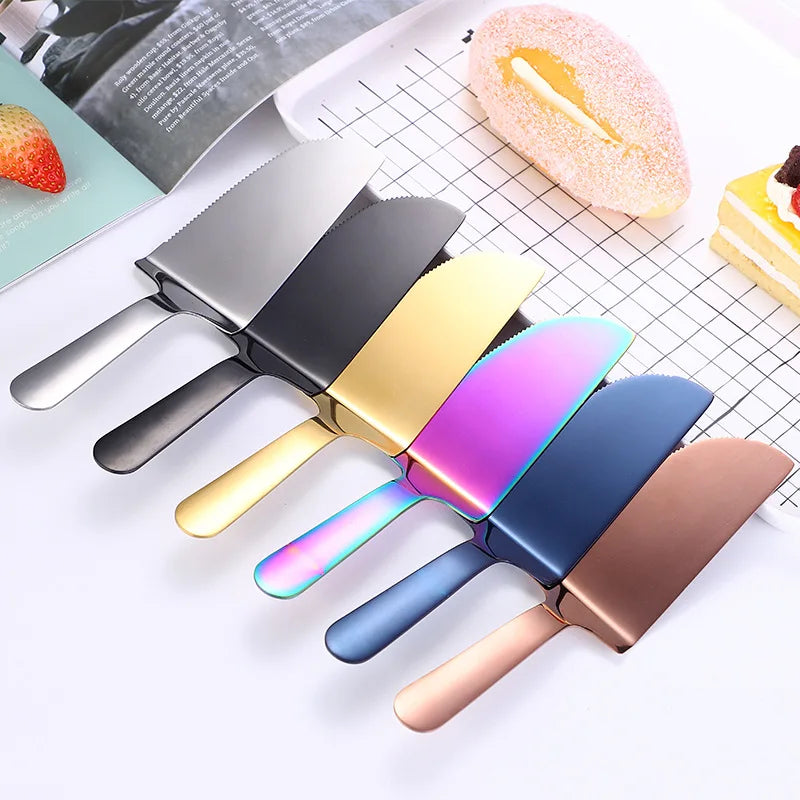 Golden Rose Gold Stainless Steel Flatware Set Durable Pizza Knife Cake Cutter Shovel Server for Kitchen Use Party Accessory