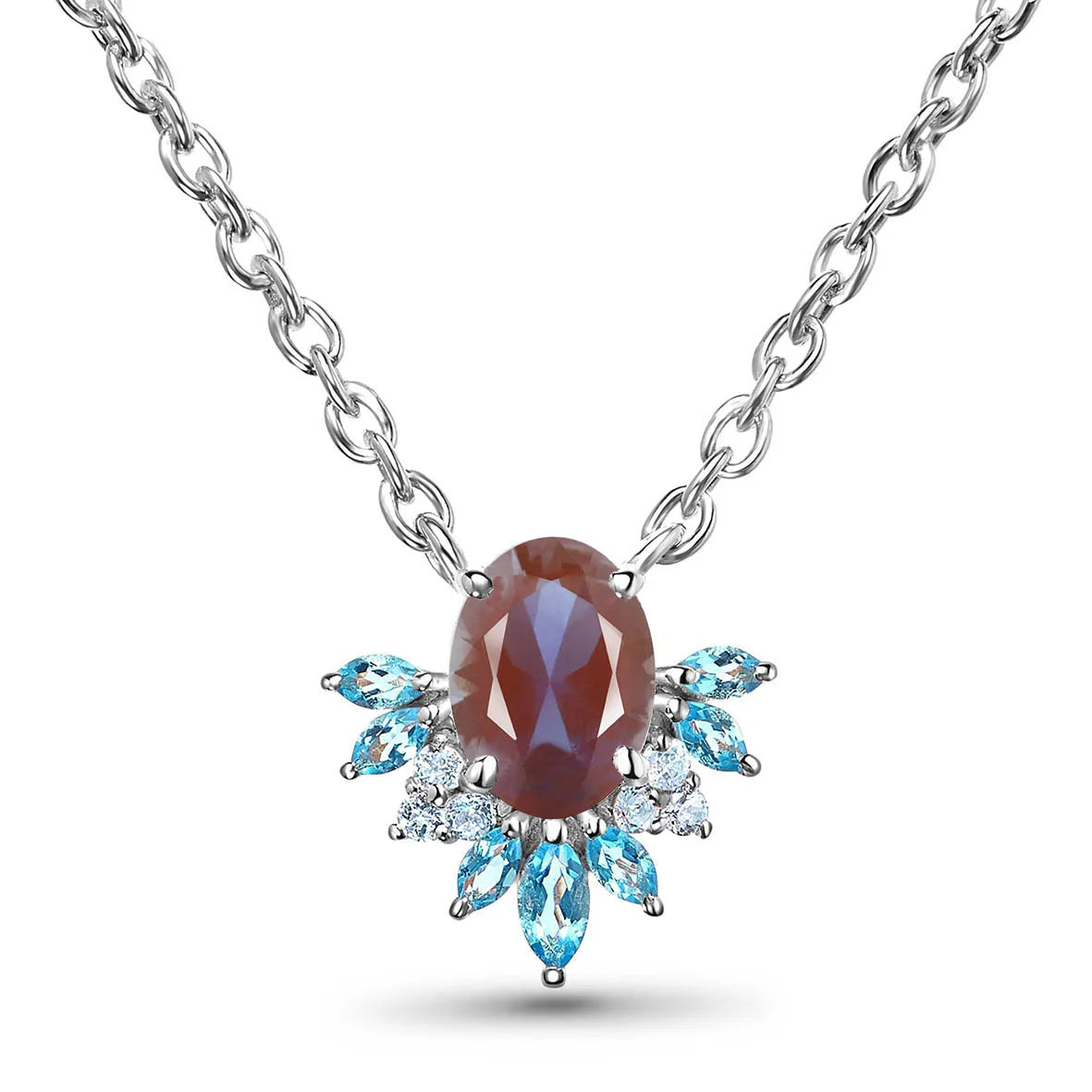 Nano Gems 925 Sterling Silver Jewelry Sweet Dream Blue Topaz CZ Sweet Dream Necklace
