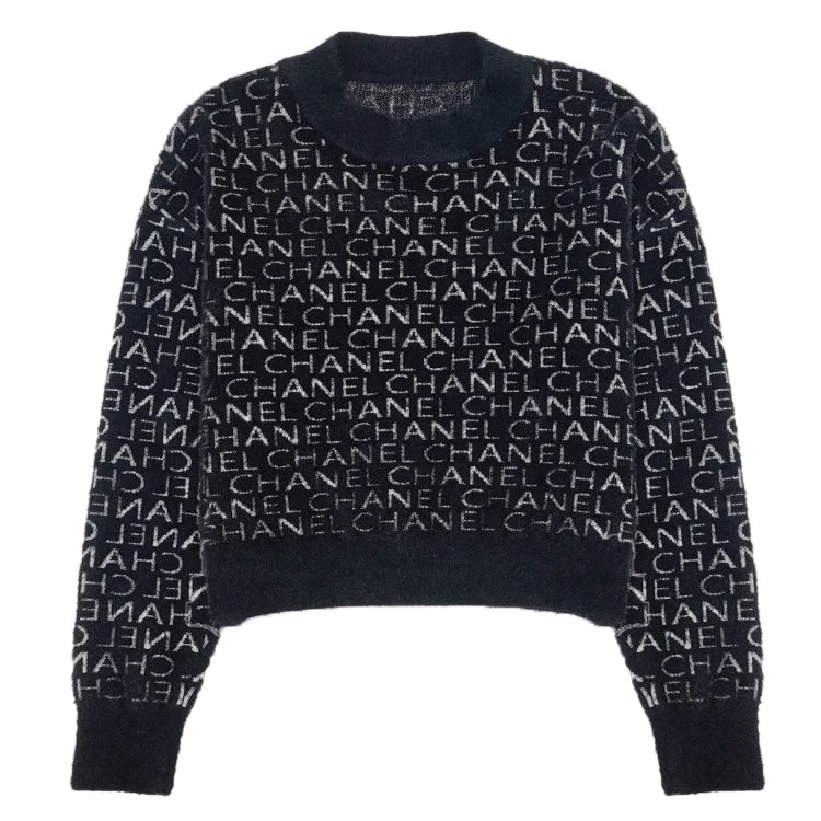 Custom Hip Hop Loose Pullover Letter Printed Street Sweater Wholesale Fashion Round Knitted Sweater for Women