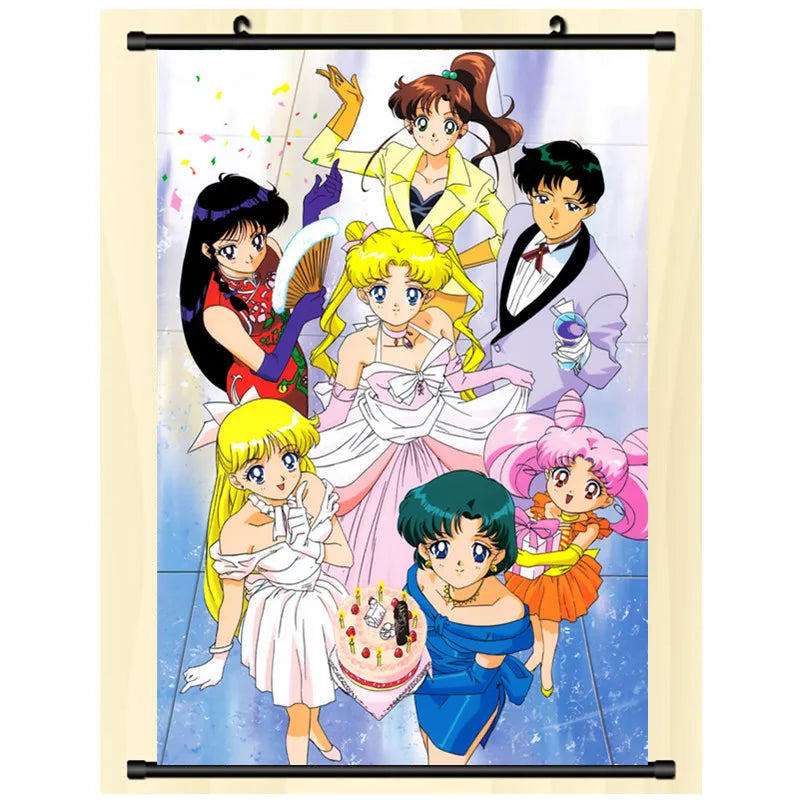 30*45CM Premium Aesthetic Art Canvas Hanging Tapestry Kawaii pink for Girl Room Manga Sailor Moon Poster