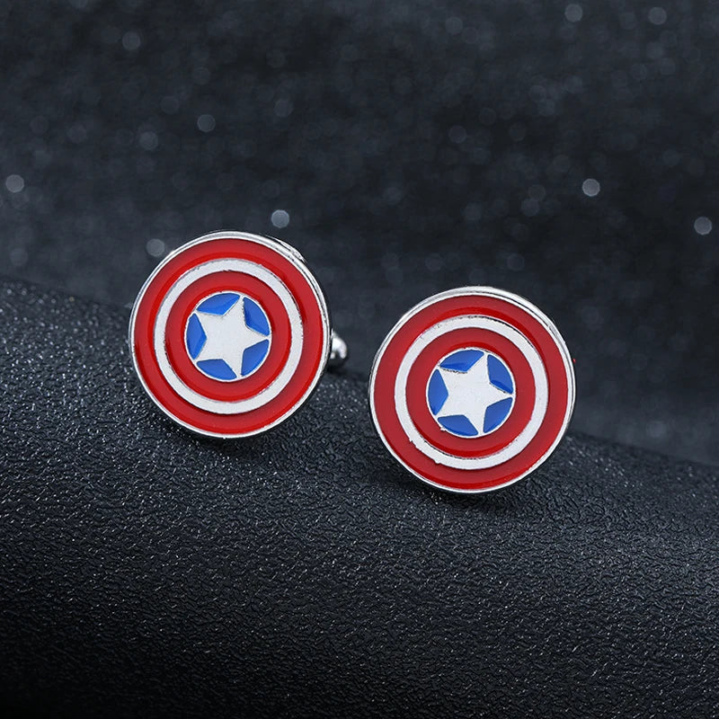 Captain America's Shield Cufflinks Metal Alloy Cufflinks Alloy Accessories for Men Presents Superhero Movie Series