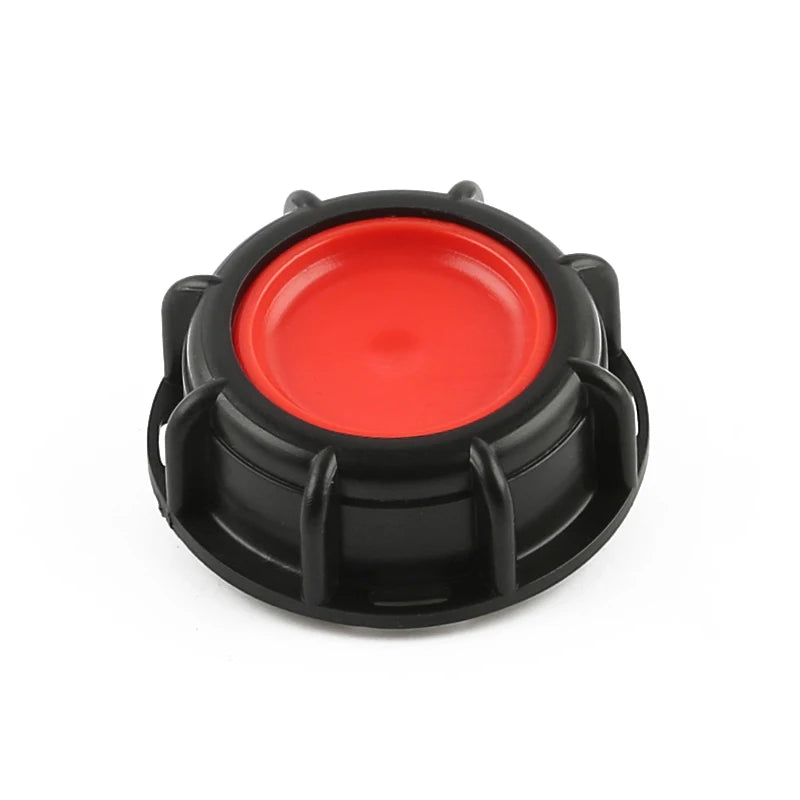 2" IBC Cap with Male/Female S60x6 Thread Black & Red Smooth Surface Removable Closure Model IBCBALL50 for IBC Tank Valve