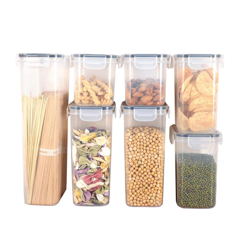 7 PCS BPA Free Large Capacity Reusable Airtight Durable Plastic Storage Container Set Freshness Preservation Classic Square