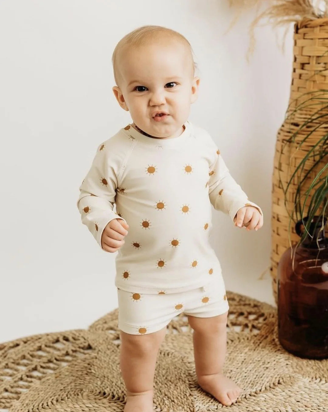 2026 New Children's Swimwear Split Long Sleeve Printed Swimsuit Comfortable Quick Dry Sunscreen Boxer Beachwear for Kids