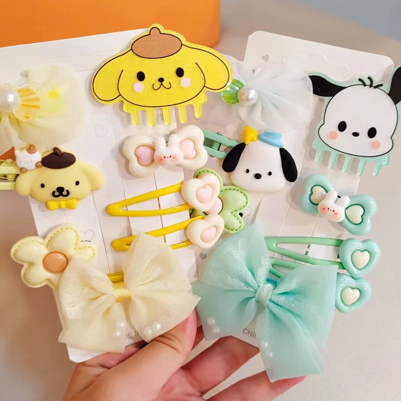 Factory Sale8pcs/set Cartoon Animal Acrylic Hair Pin Handmade Flower Bow Hair Accessories Fancy Cute Hair Clips