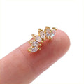 18k Gold Plated Small Cubic Zirconia Cluster Flower Marquise Stud Earring 925 Sterling Silver