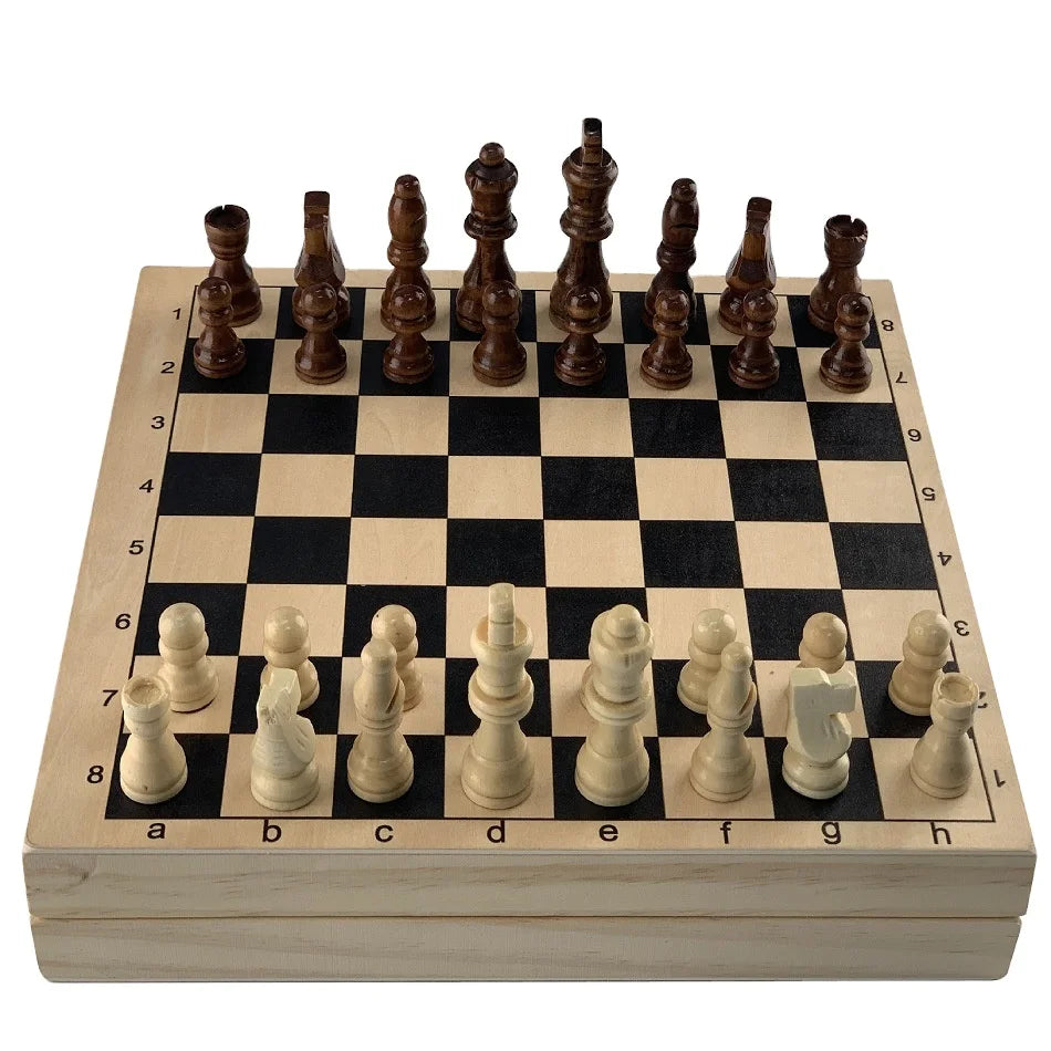 High Quality Wooden Classic Chessboard Chess Toy Interactive Game Checkers Board Game Wooden Chess Set for Kids Family