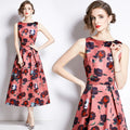 Leisure Plus Size 2024 Summer Eco-Friendly Washable Zippers Tank Top Printed Dress Women's Wrapped Waist Elegant Party Dress
