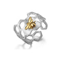 Trendy Alloy Cuff Ring for Women Natural Honeycomb Design Handmade with Unique Hollow Structure