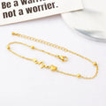 Fashion Custom Electrocardiogram  Stainless Steel  Chain Three Dimensional Heart Electroplated 18K Gold Ankle Bracelet for Women