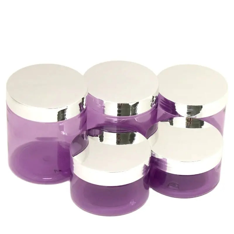Purple Plastic Container 100g 120g 200ml 250ml 150ml Empty Violet PET Cosmetic Packaging Cream Packaging Glossy Silver Lid Jars
