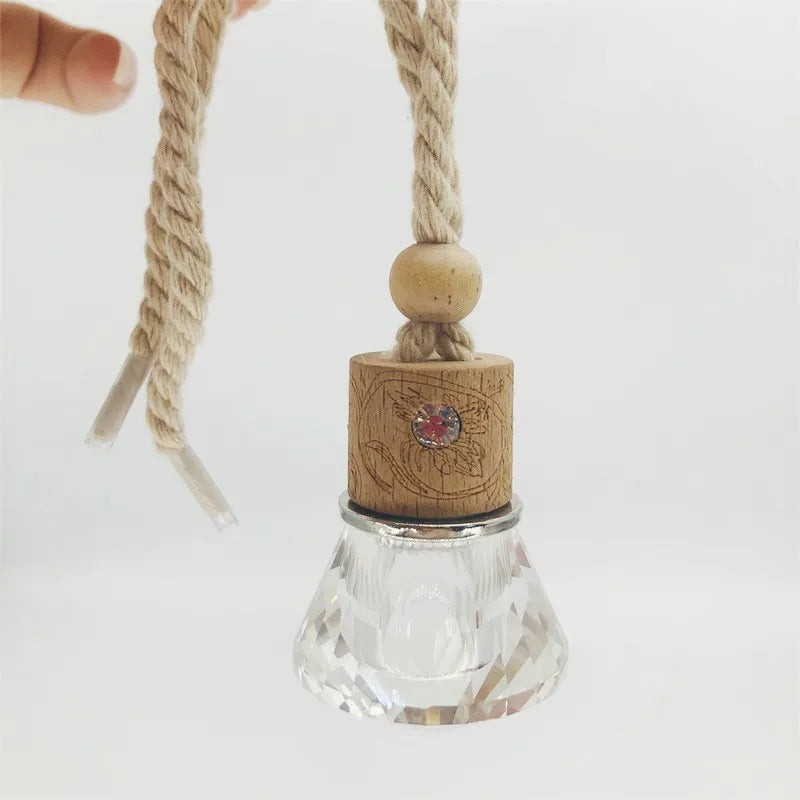Luxury 3ml Clear Color Perfume Pendant Car Air Freshener Difuser Hanging Glass Fragrance Bottle Square Perfume Bottles