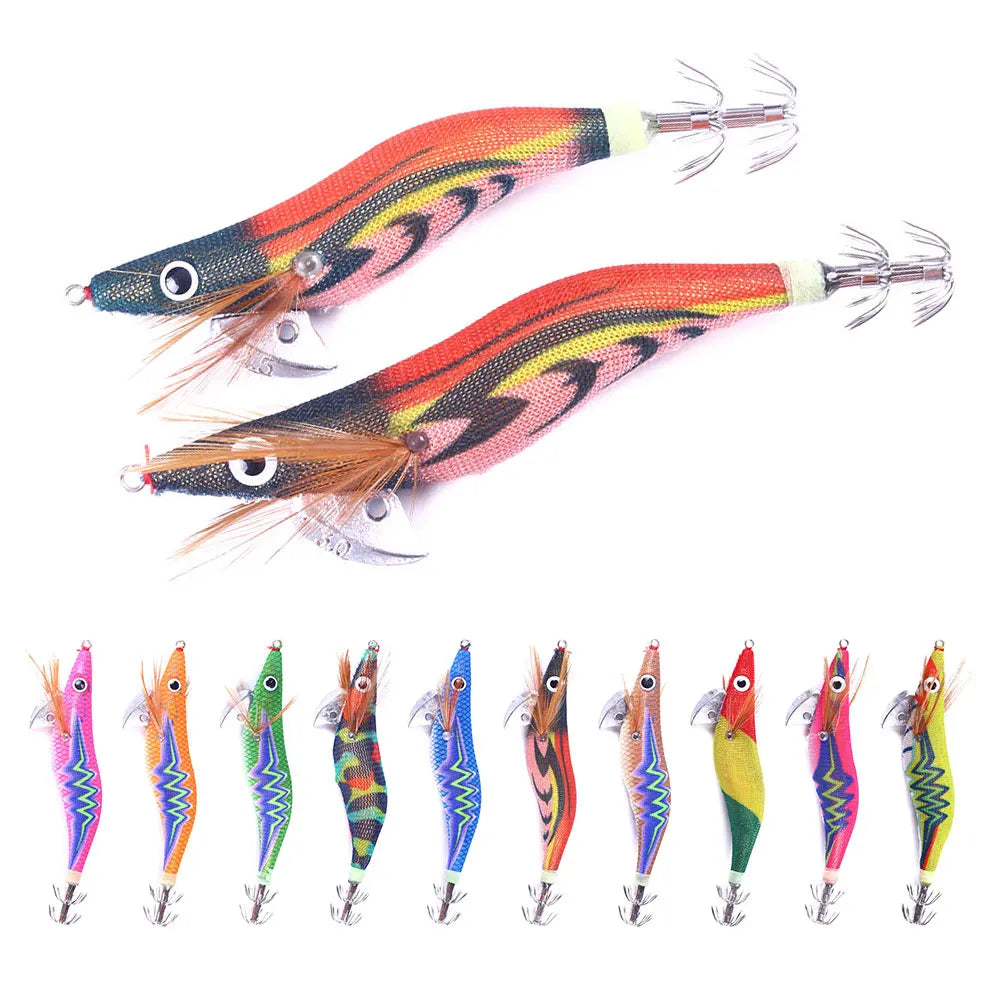 Wholesale 2.5# 3.0# Saltwater Squid Jig Lures Bait Luminous ABS and Metal Fishing Lures for River Lake Hard Squid Jig Hooks