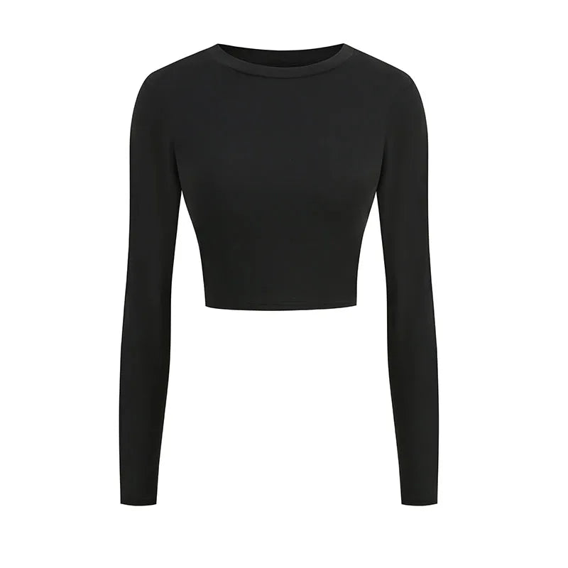 Basic Women T-shirts Cropped Women Tshirts Long Sleeve Crop Top