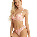 Sexy Lingerie Underwear Transparent Lace Thong 2 Pieces Mesh Bra Set Sexy Brassiere Women Bras Panties Set