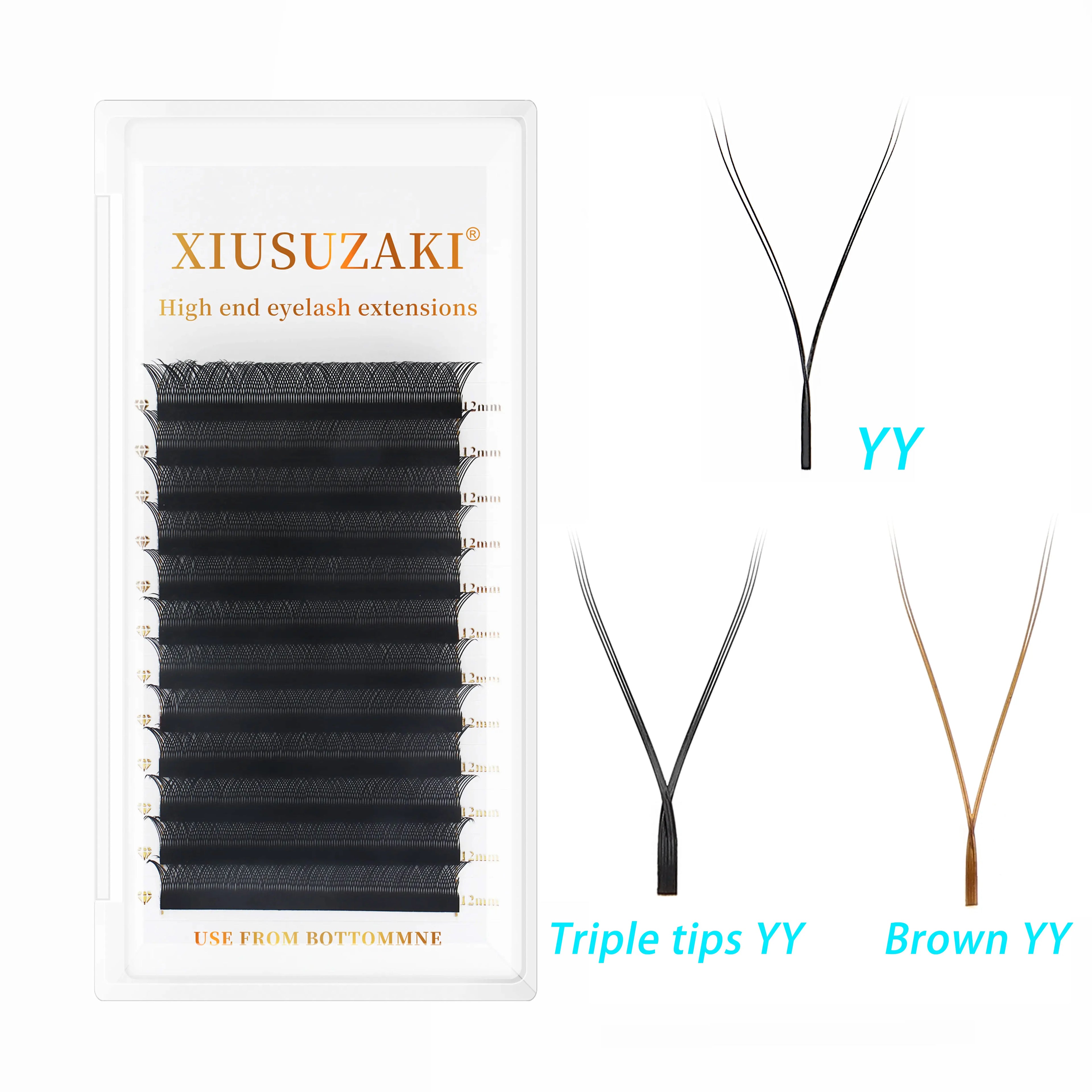 XIUSUZAKI Volume Eyelash Extension Pre Made Fan Clover 0.07 Eyelash Extension Triple Brown OEM Private Label YY Lash Extension