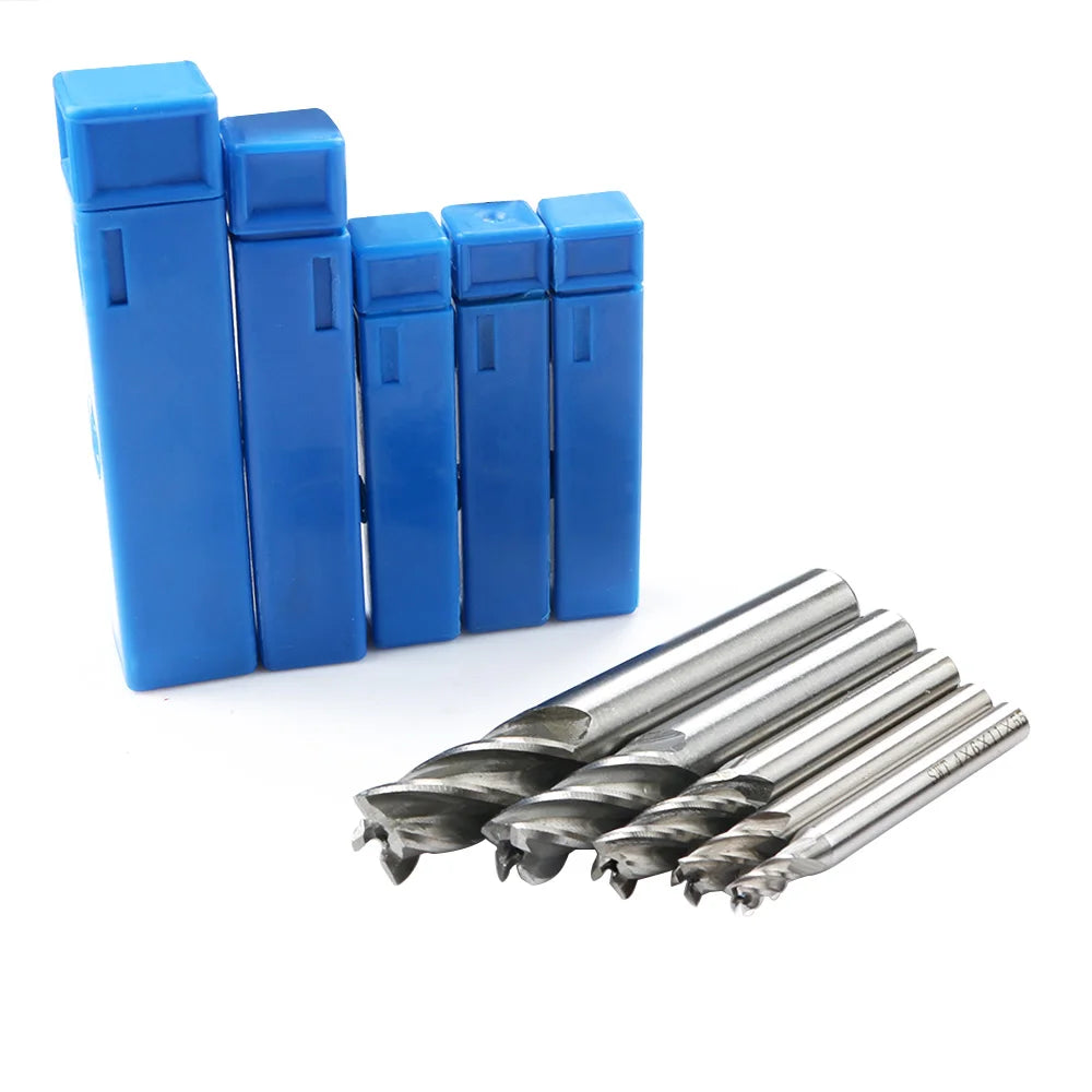5pc/Set HSS Straight Shank 4Flute End Mill Router Drill Bit Cutter Tool