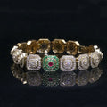 Fine Luxury Women's Bracelet Trendy Moissanite Emerald Ruby Set in Solid 9K Yellow Gold Gold Plated for Anniversaries