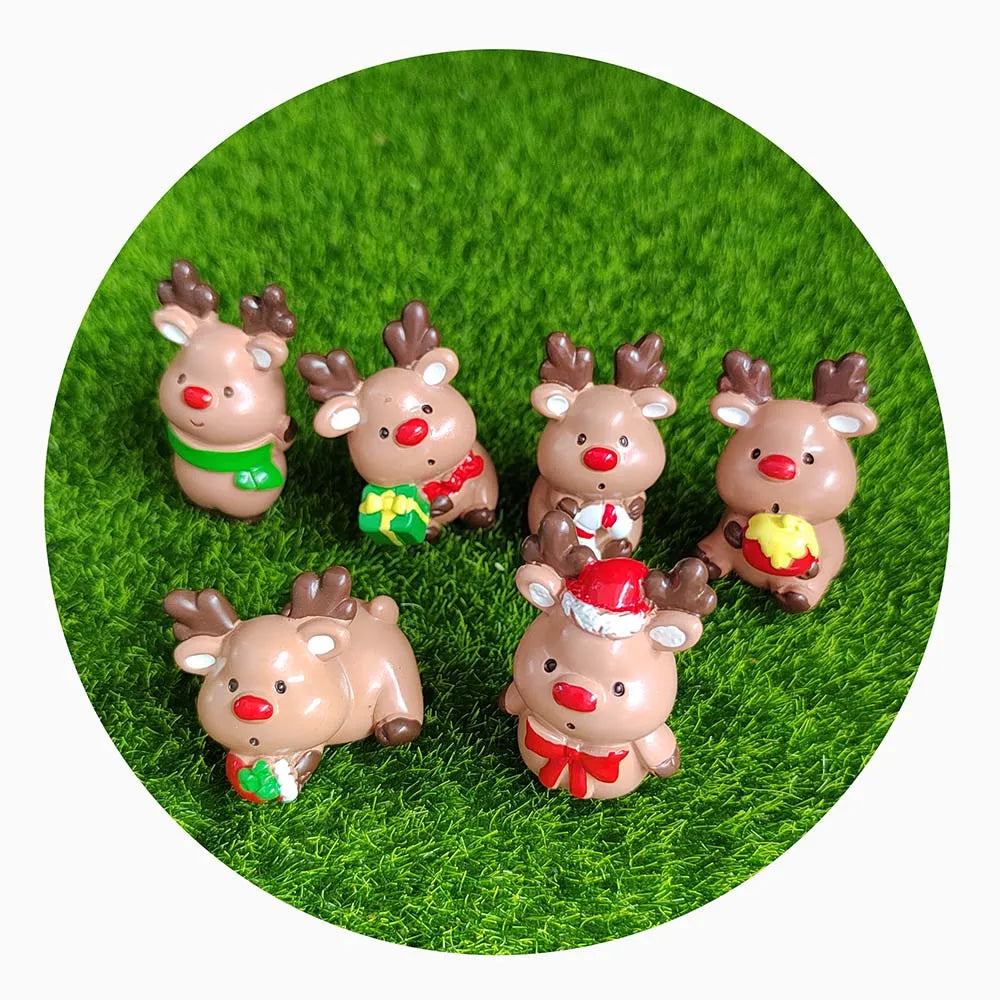Bulk 100Pcs Assorted Cartoon 3D Mini Reindeer Figurines Christmas Holiday Elk Statue Ornaments for Fairy Garden Landscape Decor