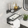 Stainless Steel Single Tier Bathroom & Kitchen Paper Organizer Rack with Mobile Phone Holder Wall Mounted Storage