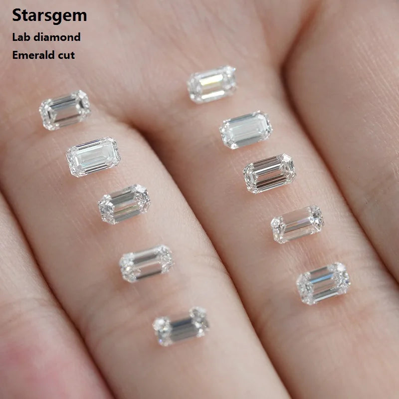 Starsgem Lab Grown Diamond Emerald Cut Hpht DEF Vs1 Color Lab Diamond