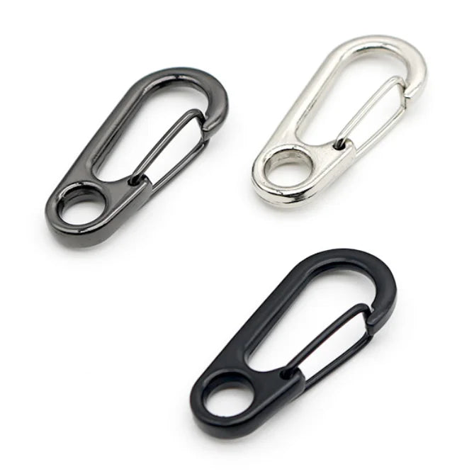 32mm Zinc Alloy Spring Backpack Paracord Clasps Mini SF Clips Carabiner Keychain EDC Silver/Gun Black