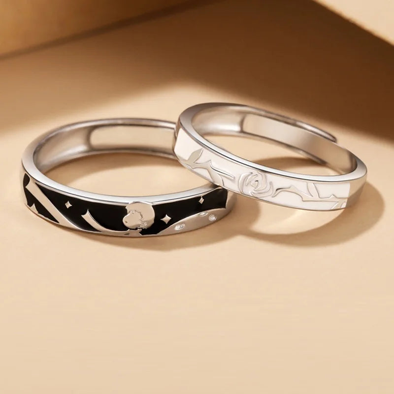 Valentine's Day Men Women Wholesale Adjustable  and the Rose Engagement Couple Ring Wedding Finger Jewelry