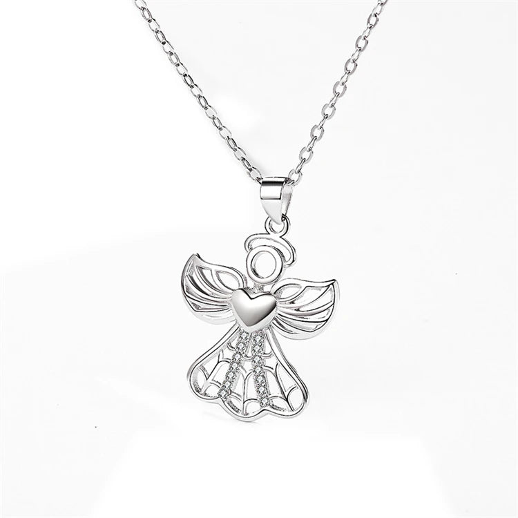 Fashion Dainty 925 Sterling Silver Angel Pendant Necklace for Women