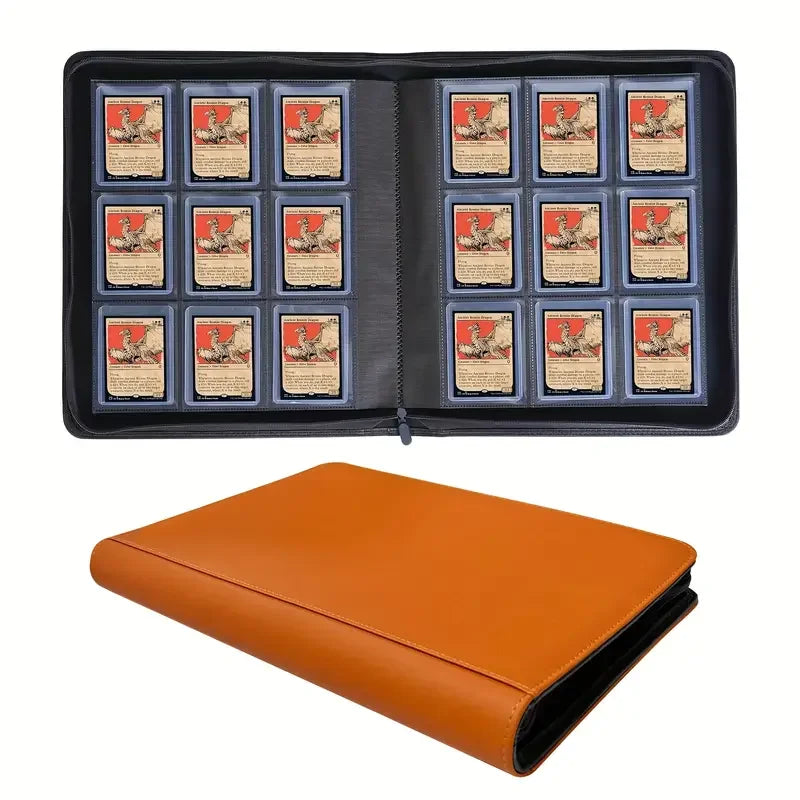 MIO Customizable Top Loader Binder 4/9 Pocket 288+ Capacity Card Holder for Trading Cards Business Cards 24 Side Loading PU