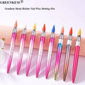 New Gradient Metal Nail Wax Dotting Pen Colorful Wax Head Dot Nail Rhinestones DIY Nail Art Dotting Pen