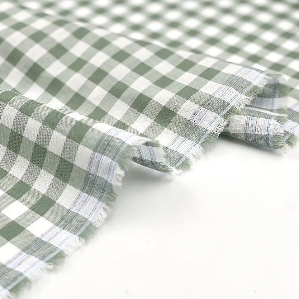 Light Weight Cooler Woven Voile Shirt Dress Style Woven Buffalo Checked Plaid 1 cm 100% Cotton Materials Tartan Yarn Dyed Fabric
