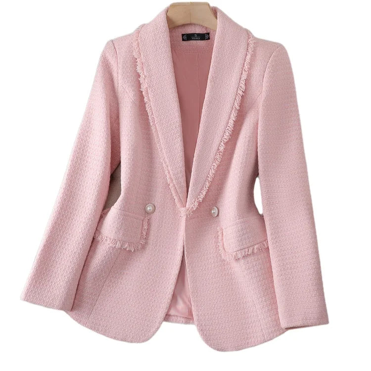S-4XL Women's blazer Outerwear New High-end Feeling Top Rough Tweed Luxury Style blazer Jacket for Party