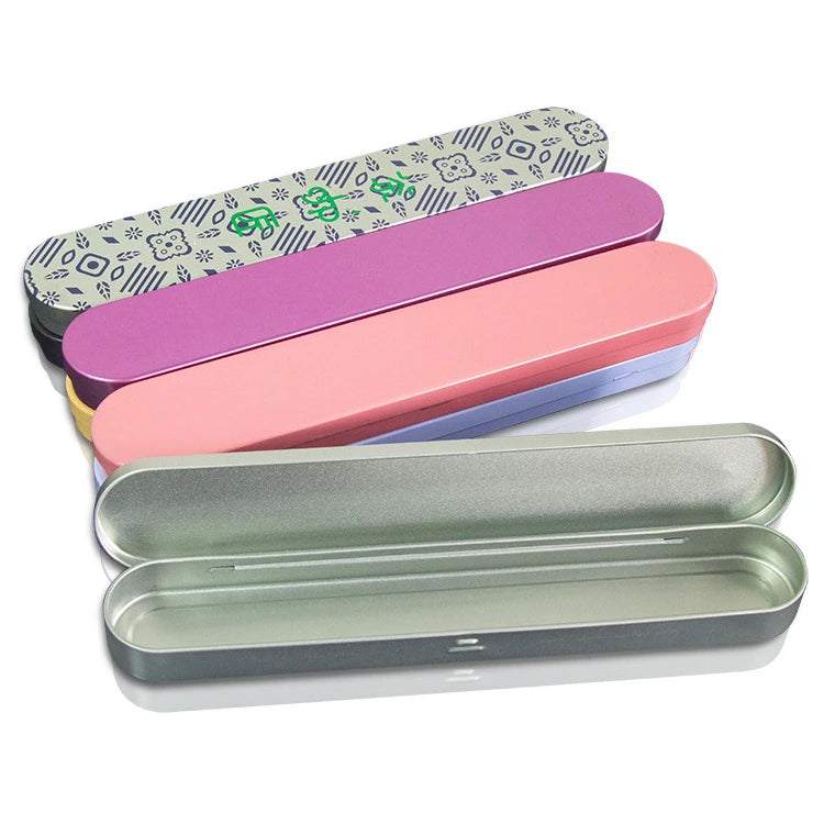 Hinged Tin Box/case Empty Long Rectangle Knife/fork Storage Tin Box Gold Custom Metal Candy Tin Can Square Tin Sweet Mint Tins