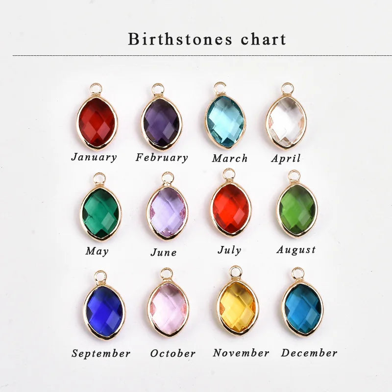 Personalized Necklace Brass Frame Crystal Gemstone Initial Pendant Charms for Jewelry Making