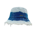 Distressed Denim Bucket Hat Washed Denim Hat Windproof Outdoor Raw Edges Bucket Hat Wide Brim Fisherman Cap Support Custom