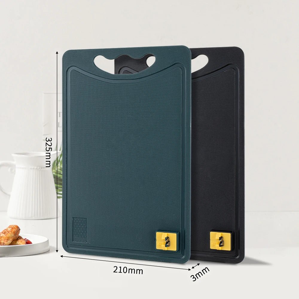 3-in-1 PP Cutting Board with Handles Knife Sharpener Garlic Grater Kitchen Plastic Chopping Board with Juice Grooves