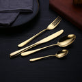 Restaurant Royal Vintage Stainless Steel Spoon Fork Knife Golden 4-Piece Catering Flatware Set
