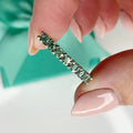 Luster Unique yet Simple 925 Sterling Silver Half Style Green Blue Color Round Moissanite Band Ring