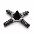 HZ Natural Crystal Crafts Seven Black Obsidian Hexagonal Column Pyramid Pendant for Gifts Healing Crystals Jewelry