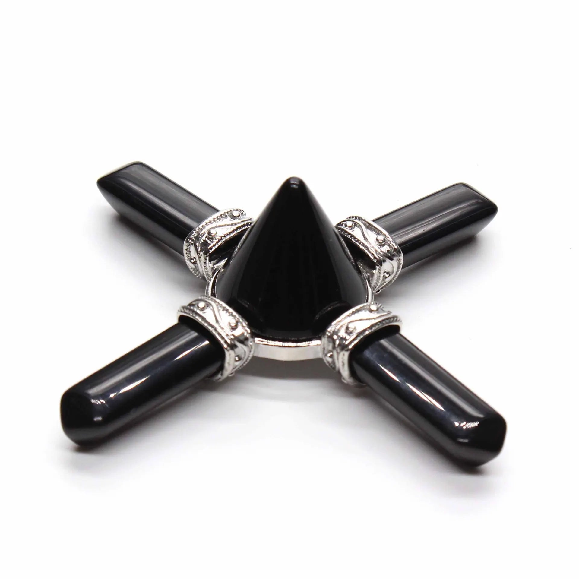 HZ Natural Crystal Crafts Seven Black Obsidian Hexagonal Column Pyramid Pendant for Gifts Healing Crystals Jewelry