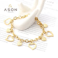 Ason Jewelry Exquisite 18k Gold Plated Love Charm Bracelet Stainless Steel Heart Pendant Bracelet for Women