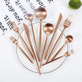Hot Sale 304 Stainless Steel Matte Cutlery Set Luxury Knife Fork Spoon Wedding Rose Gold Cutlery Set